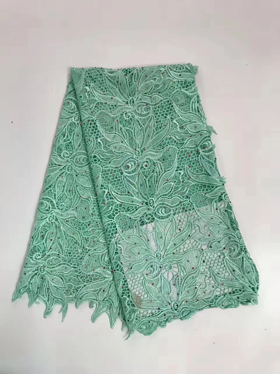 2019 африканская кружевная Высококачественная французская ткань с камнями синяя