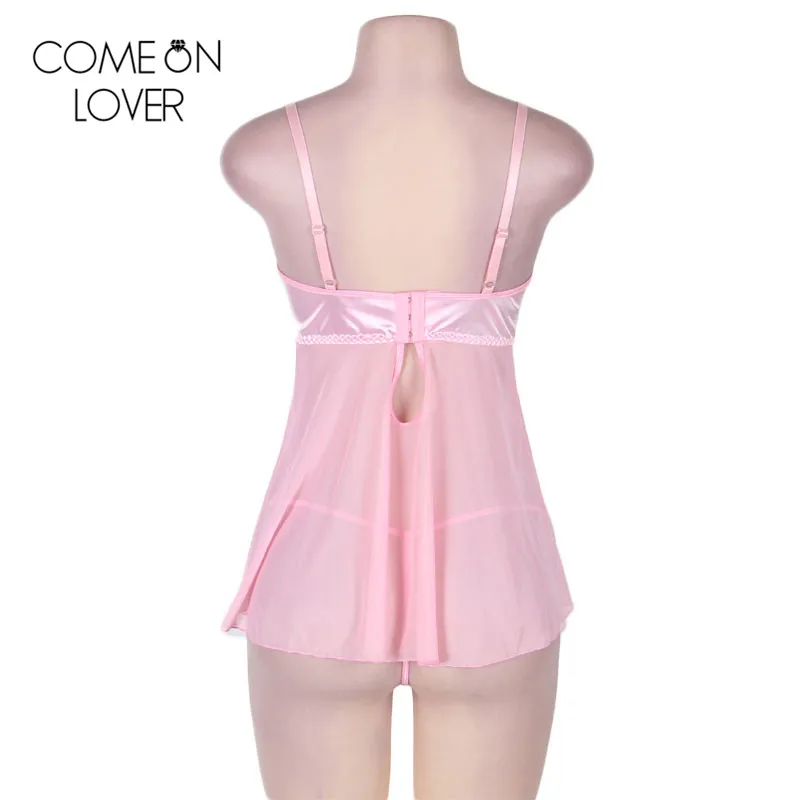 RL80275 Comeonlover розовая Женская пикантная ночная рубашка романтичная кружевная