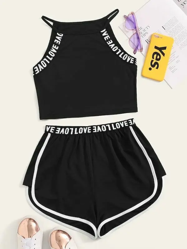 Женский спортивный костюм без рукавов комплект для йоги фитнеса футболка с