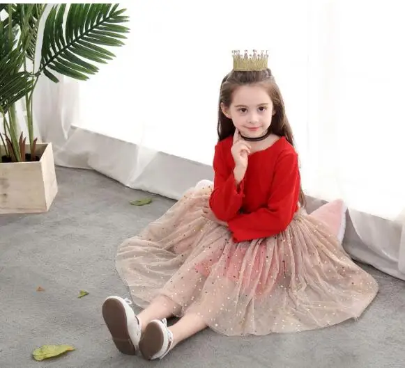 Весеннее платье в британском стиле для девочек хлопковое принцессы с длинными