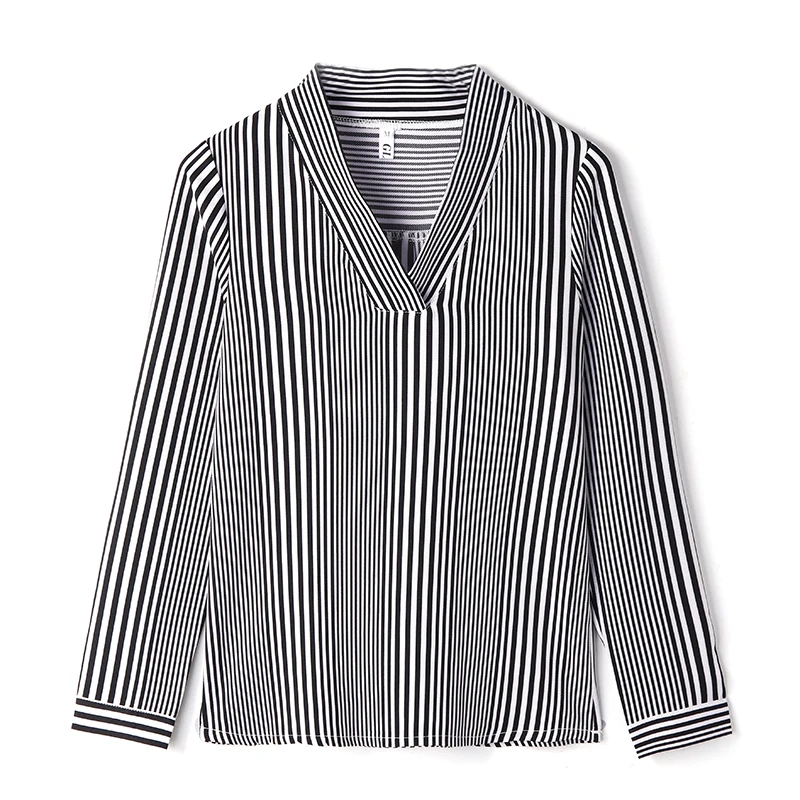 Мода 2018 г. Полосатый для женщин топы корректирующие и блузки малышек рубашка с