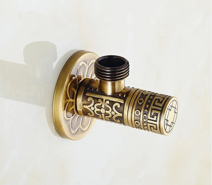 

High Quality 1/2"malex 1/2" male Brass Bathroom&Kitchen Angle Stop Valve Antique Brass Filling valves bathroom part accessories