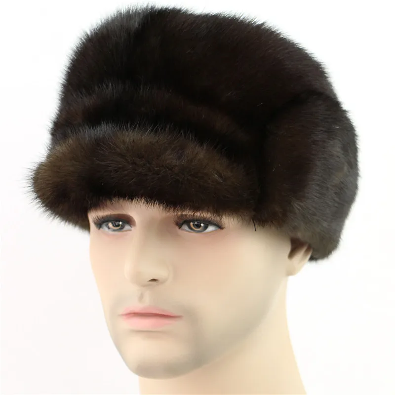 Новинка 2021 мужская шапка из натурального цельного меха норки Высококачественная
