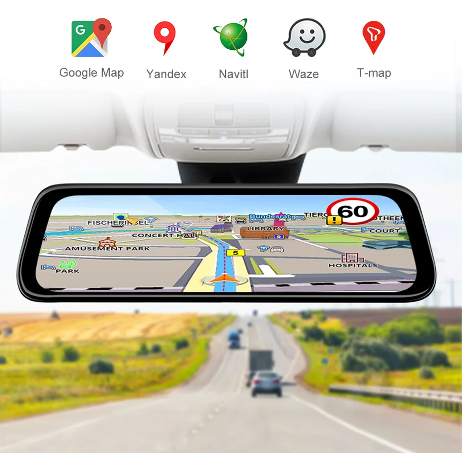 AWESAFE Автомобильный видеорегистратор gps камера-навигатор 4G ADAS 9,6" Android 8,1 поток медиа зеркало заднего вида FHD 1080P Зеркало видеорегистратор