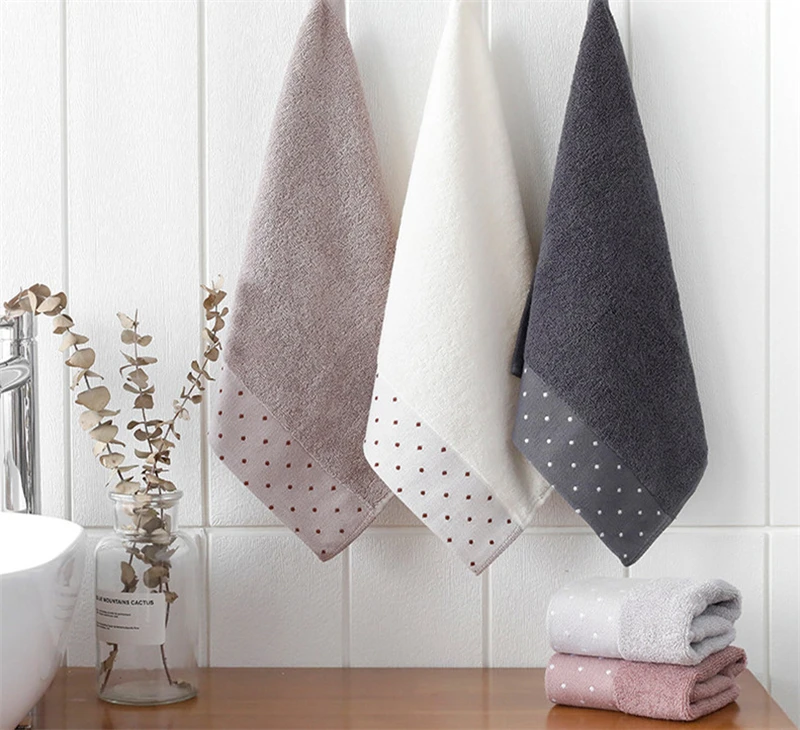 

1 Pc 34x34cm 100% Cotton Absorbent Dot Pattern Solid Color Soft Comfortable Men Women Bathroom Travel Square Face Towel