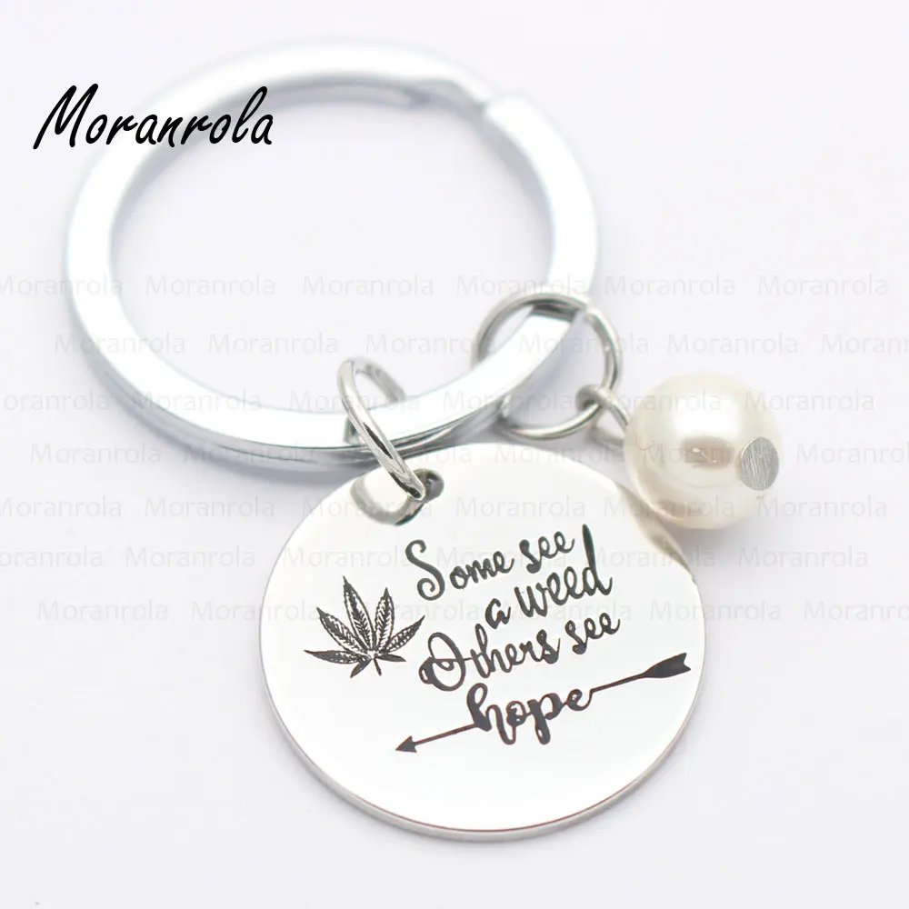 New arried "some see a weed others see hope"Copper necklace Keychain,charm cannabis leaf Jewelry Inspirational charm