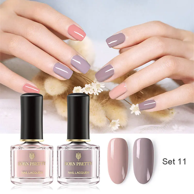 Set11 BORN PRETTY 2 бутылки лак для ногтей 6 мл чистый цвет ногтей блестящие, дизайн ногтей лак пилинг Блестящий лак для ногтей - Цвет: Set11