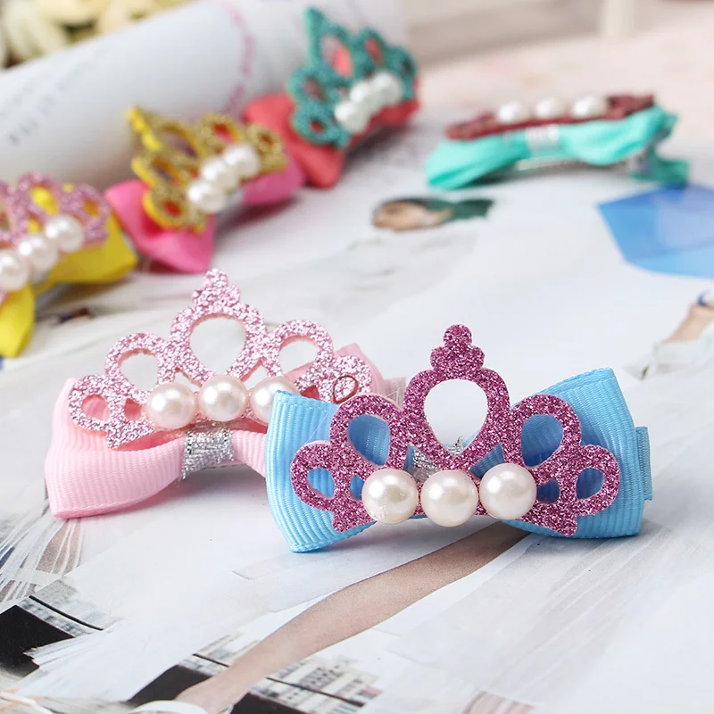 2 шт. стильные заколки для волос Детские аксессуары блестящая корона с жемчужными