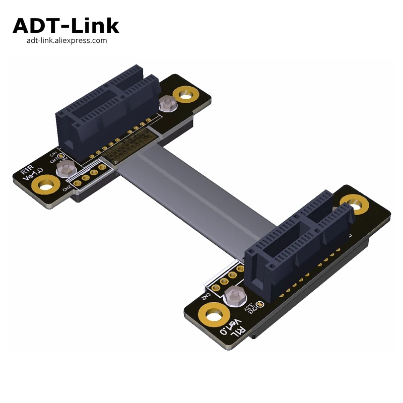 Коленчатый правый кабель PCIe 3 0x1 до x1 гнездо-гнездо экранирование EMI 8G/bps PCI-E 1x