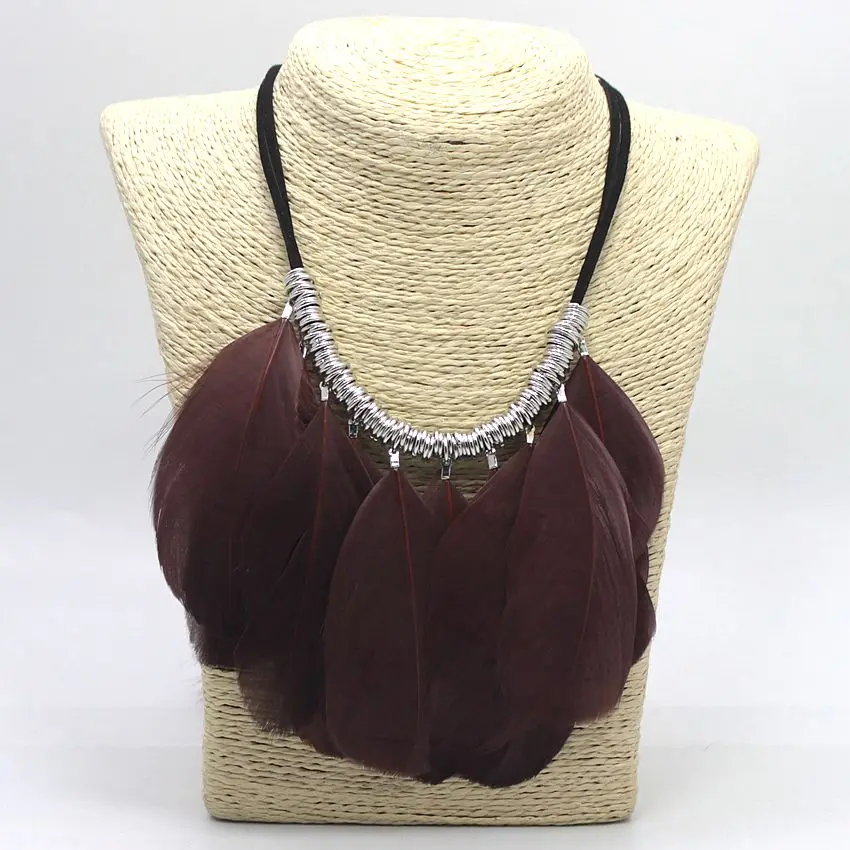 Акция ожерелье с перьями Новые Модные женские ювелирные изделия винтажное