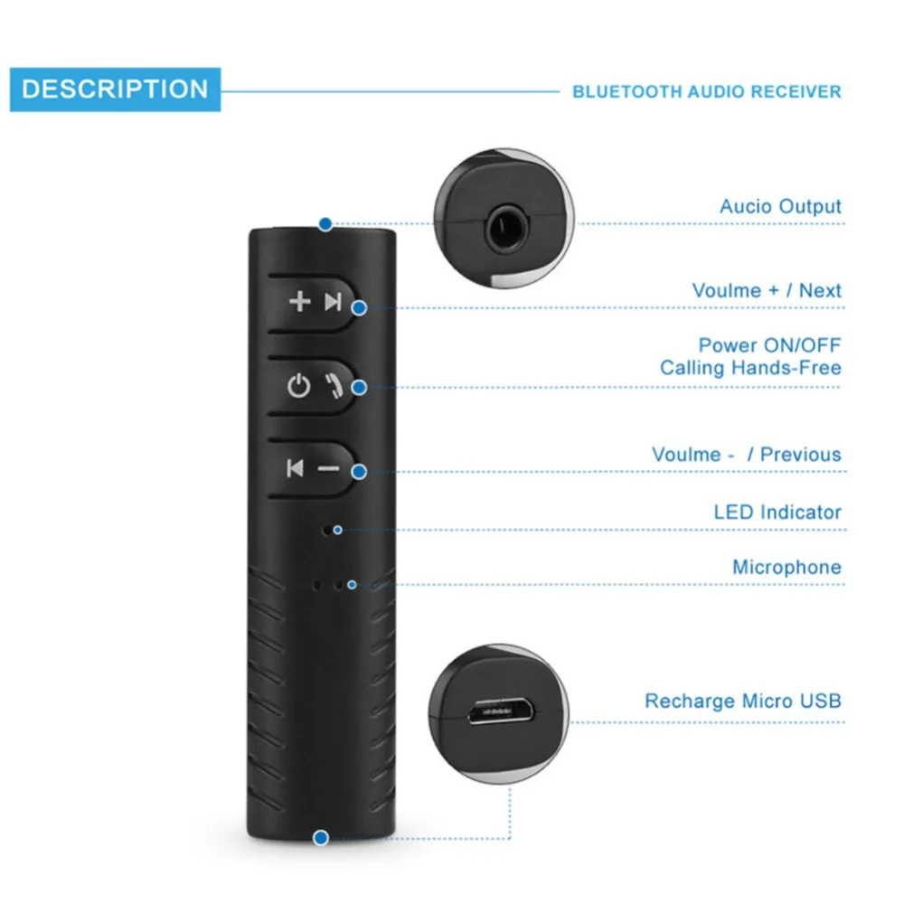 Мини беспроводной 4,1 Bluetooth адаптер приемник ключ AUX 3,5 мм разъем аудио музыка стерео автомобиль портативный 2,4 Гц для компьютера наушники