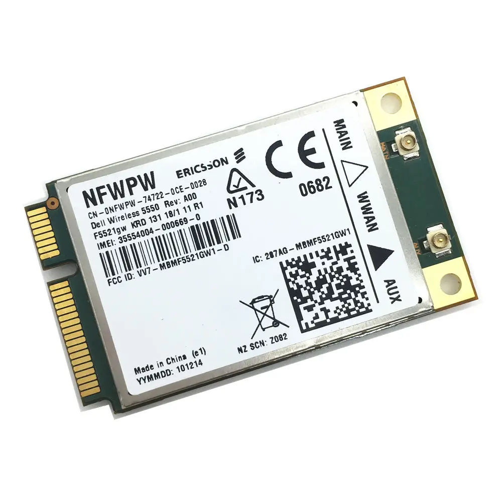 Беспроводной адаптер карта для разблокированного DELL 5550 DW5550 Ericsson F5521gw 3g WWAN WCDMA технология HSPA gsm GPRS мобильный широкополосный gps PCI-E