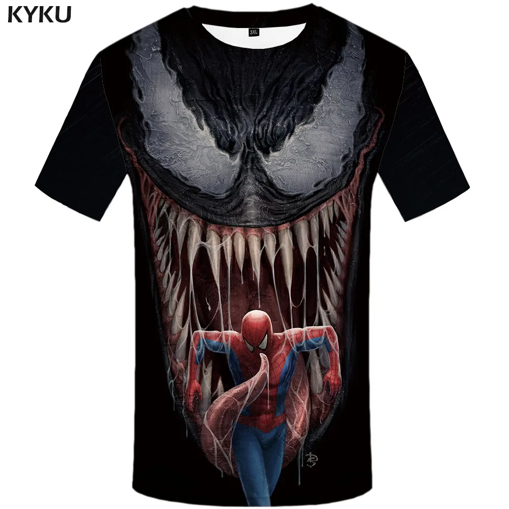 Забавные футболки Venom Футболка "Марвел" Для мужчин в стиле Мстителей футболки Повседневное в готическом стиле, футболка для ребенка с бойню футболки 3d короткий рукав в стиле «панк-рок»