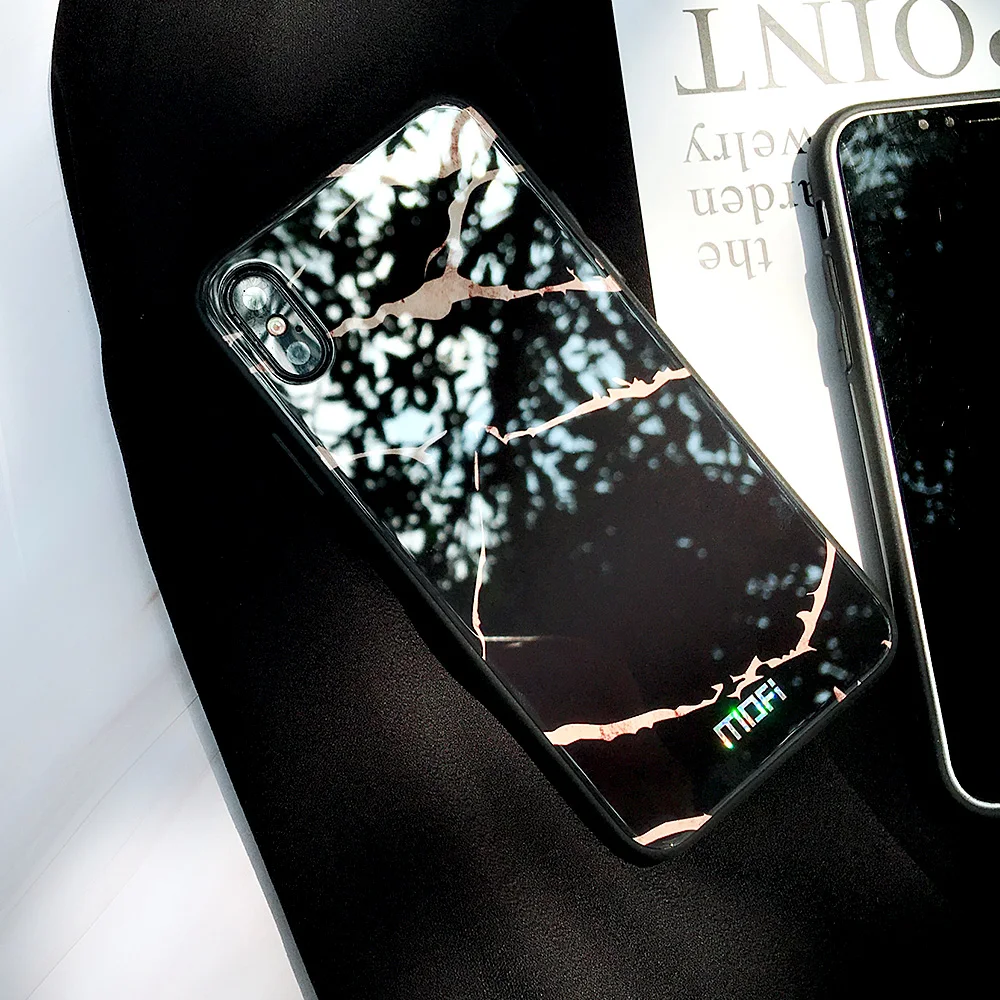 Чехол для iphone X Mofi x чехол из закаленного стекла задняя крышка твердого мрамора