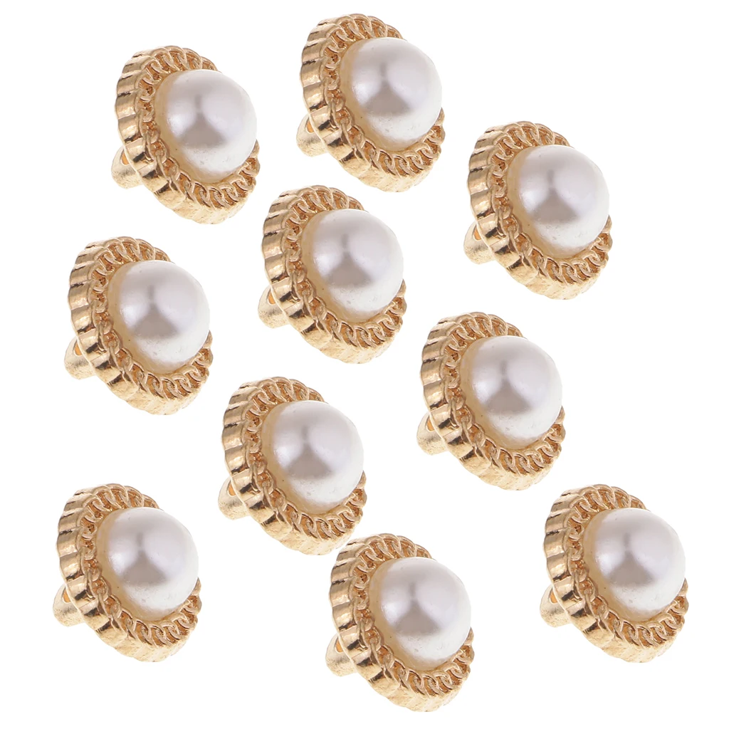 10 Pieces Gold Sew in Pearl Buttons with Shank for Clothes Shirts Coats 10mm | Дом и сад