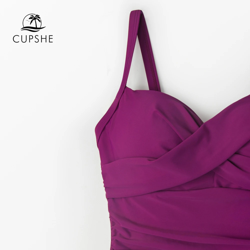 CUPSHE цельный слитный купальник с рюшами однотонный женский сексуальный Монокини