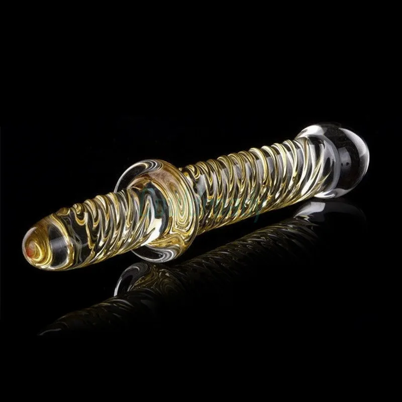 Стеклянный фаллоимитатор Кристальный с двойной головкой пирекс поддельный