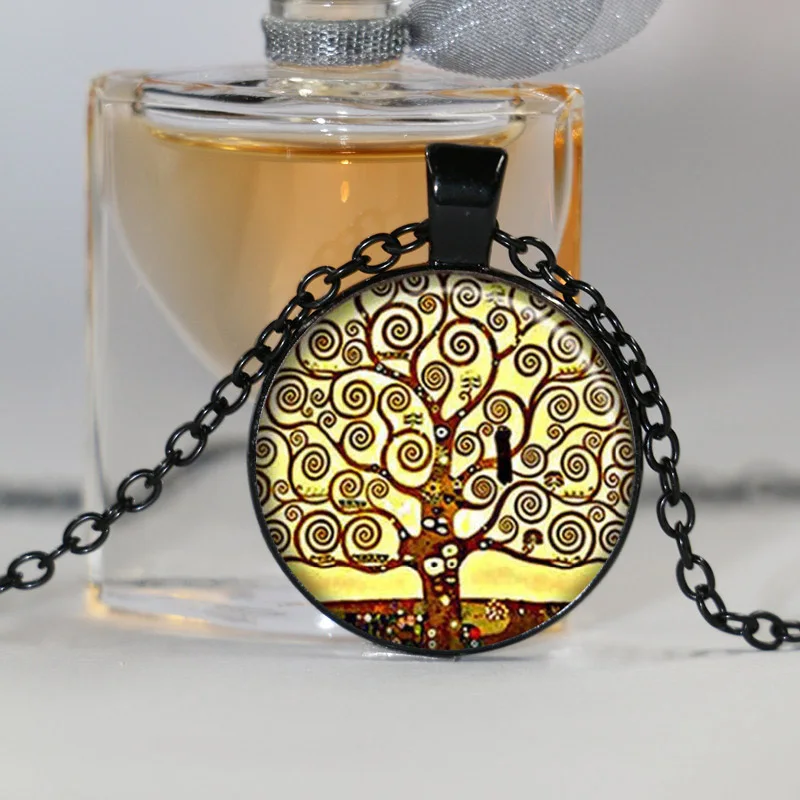 Стеклянный купол оптом Климт Древо жизни кулон ожерелье из дерева Густав арт