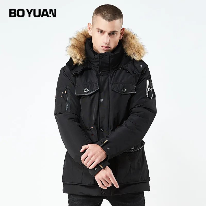 BOYUAN куртка Человек зима теплая Camperas Hombre Invierno 2018 парка Для мужчин пальто зимняя