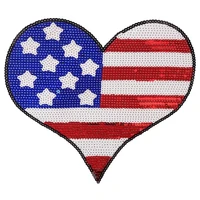 wuyucong sequins flag heart iron on patches for clothes jeans big motif embroidery applique heart sequined patch sewing diy