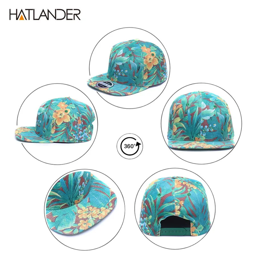 HATLANDER, модные бейсболки с цветочным принтом для женщин, Повседневная Бейсболка, 6 панелей, с принтом в виде костей, с плоскими полями, в стиле хип-хоп, Пляжные шапки