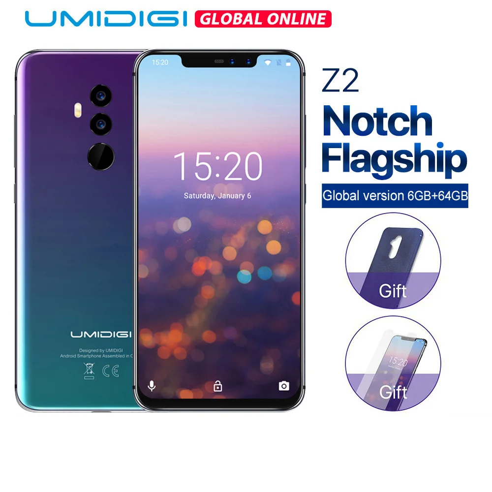 UMIDIGI Z2 6 2 &quotНотч полный Экран Android 8 1 смартфон распознавание лица ГБ 4G B P23