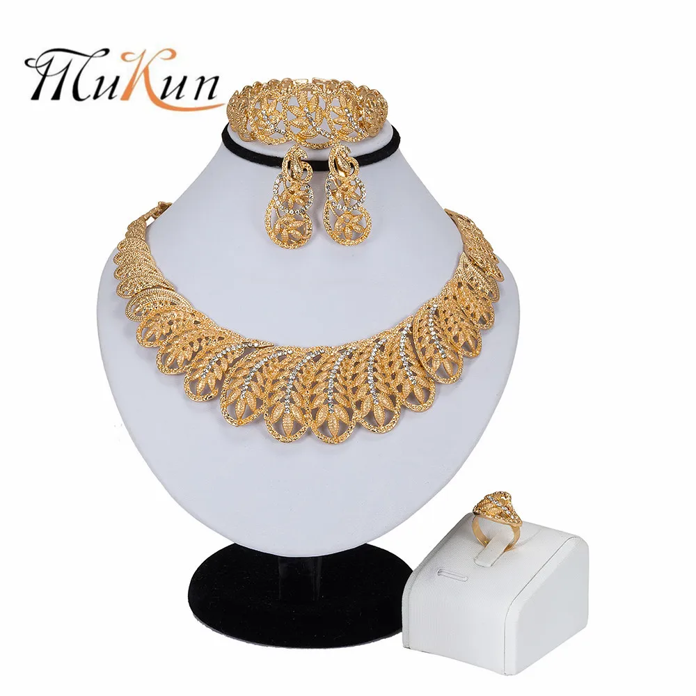 

MUKUN 2019 Crystal Bridal Jewelry Sets For Women Nigerian African Beads Jewelry Set Turkish Wedding Necklace and Earrings Set
