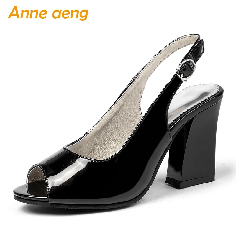 

New Summer Women Sandals High Square Heel Peep Toe Buckle Fashion Sexy Ladies Women Shoes Black Female High Heels Big Size 33-45
