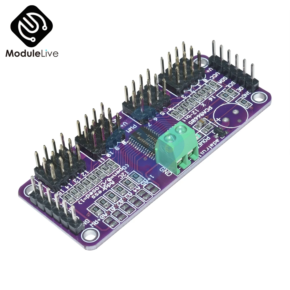 PCA9685 16 канальный 12 битный PWM сервопривод интерфейс I2C IIC 1 6 кГц ШИМ модуль
