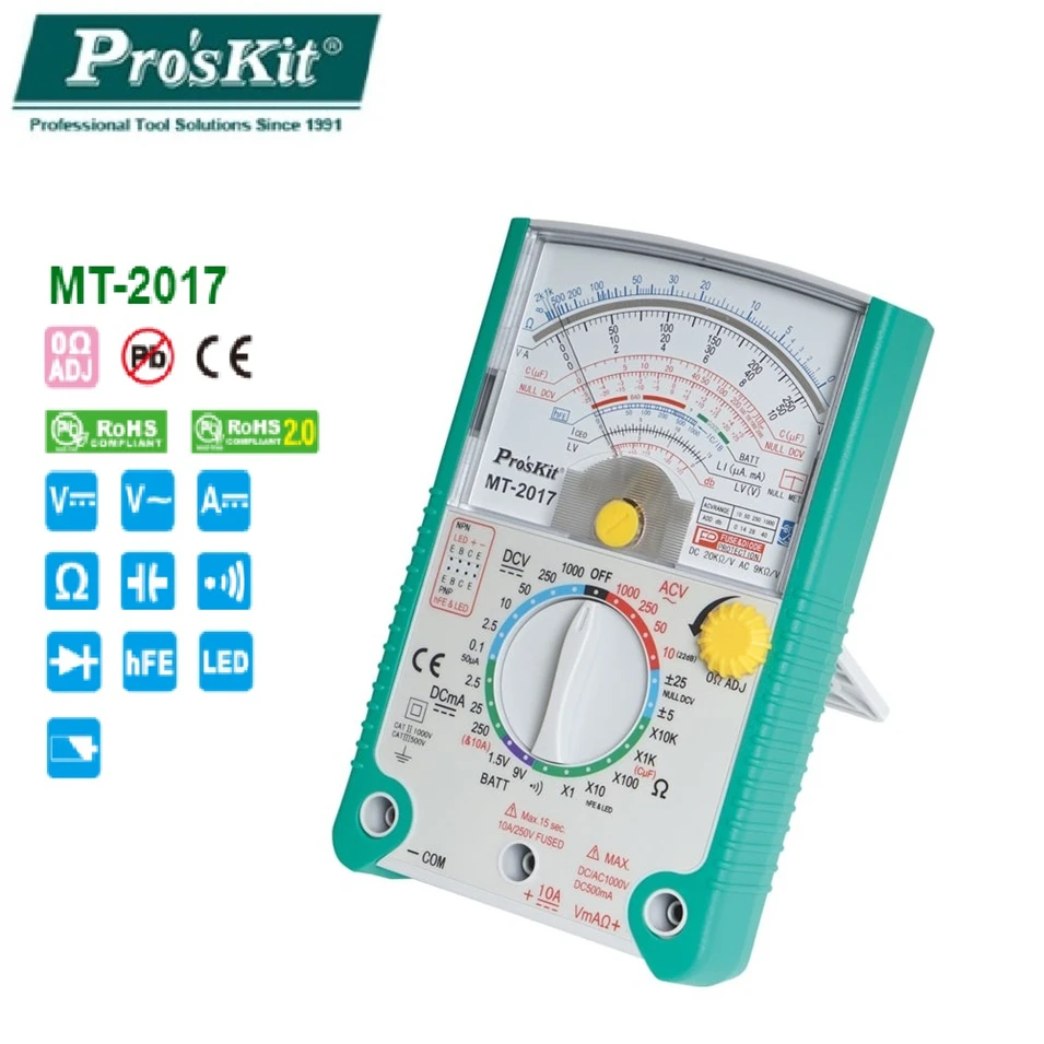 Pro'skit MT 2017N мультиметр Безопасность Стандартный Профессиональный Ом Тесты