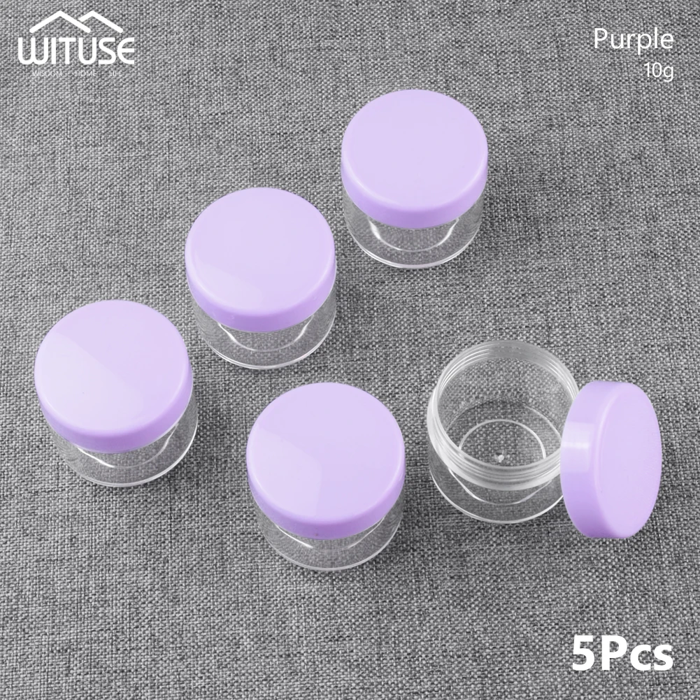 10g Purple 5 шт 10 г/15 г/20 г пустая пластиковая косметическая коробка макияж дизайн ногтей шарик контейнер для хранения Портативный косметический крем банка горшок круглая бутылка - Цвет: 10g Purple