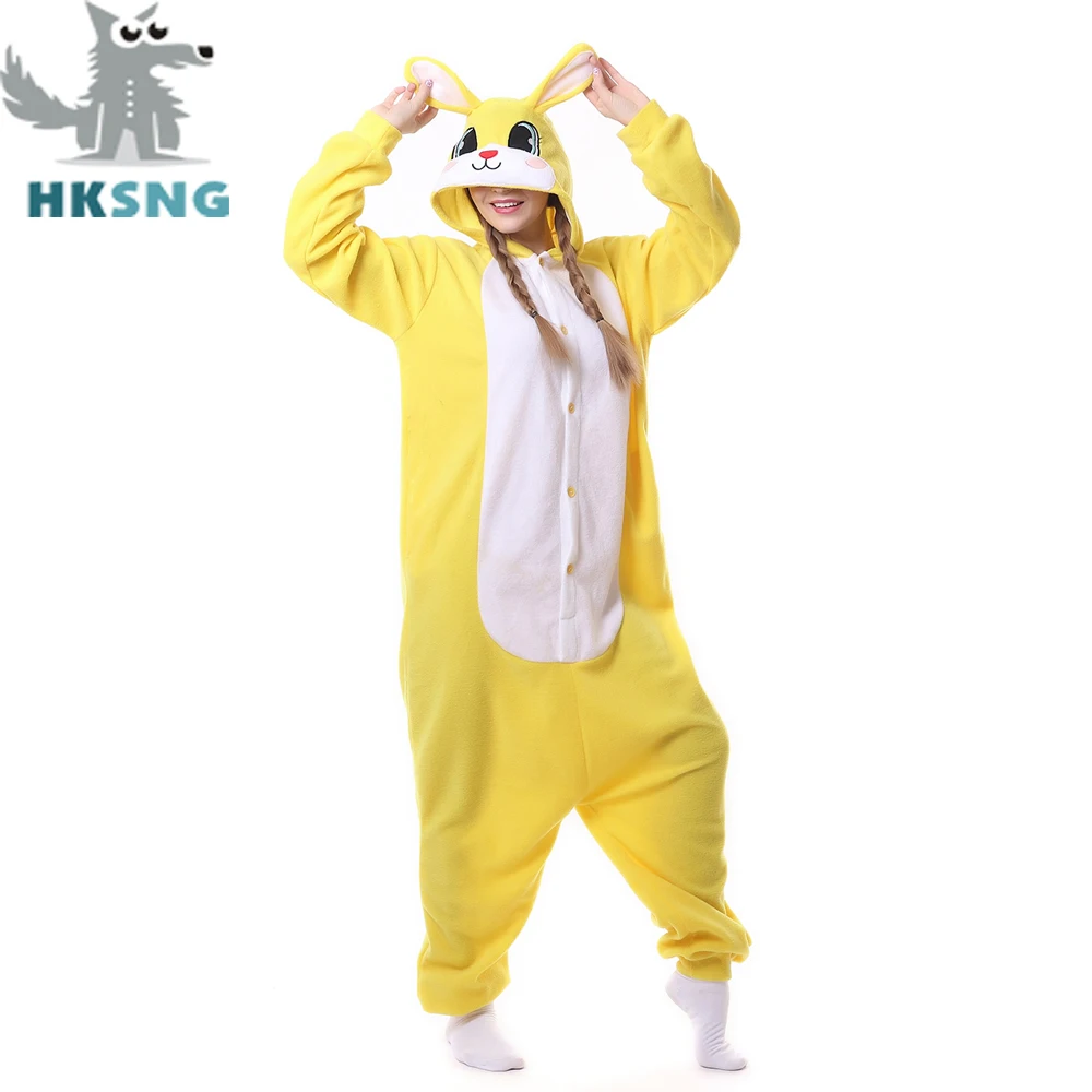 HKSNG новинка пижама для девочек взрослых в виде желтого кролика кигуруми