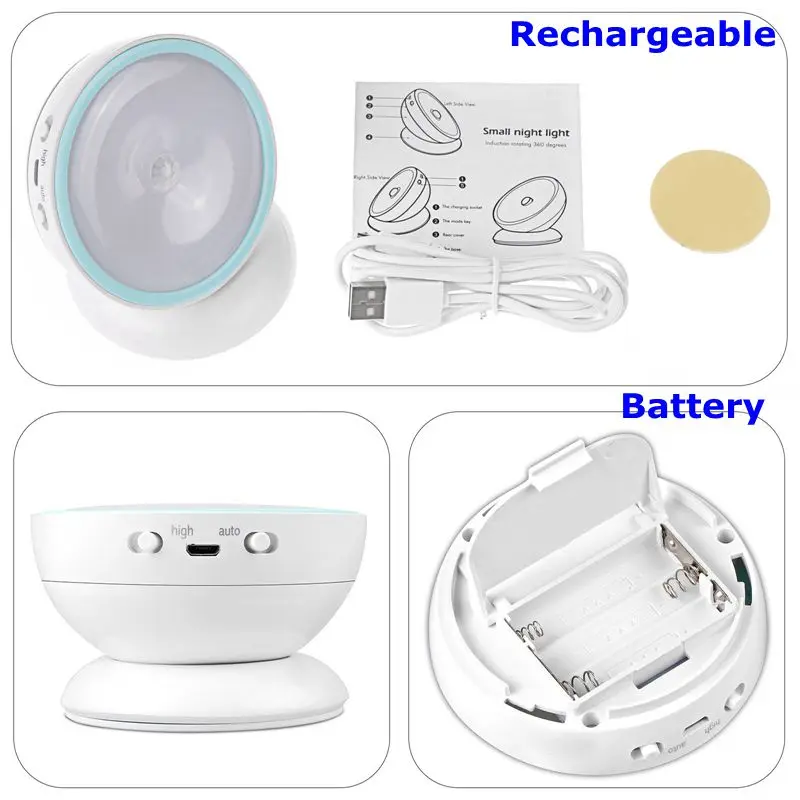 Магнитный настенный ночник с датчиком движения и поворотом на 360 градусов