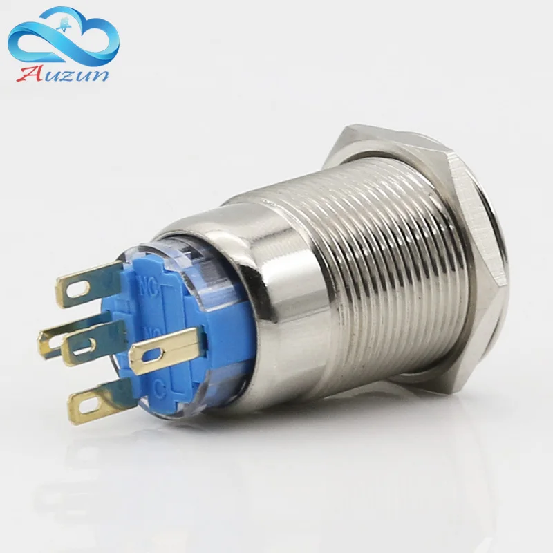 19MM Self-Locking Metal Button Switch Engine Start Power Source 3A Current Copper Plated Nickel Waterproof Can Be Customized |