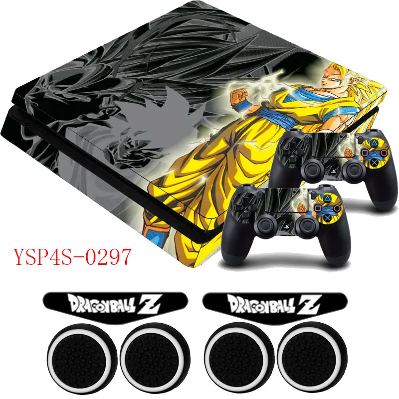 Dragon Ball Z GOKU PS4 тонкий кожи винил Стикеры защитный чехол и Захваты Шапки для Playstation 4