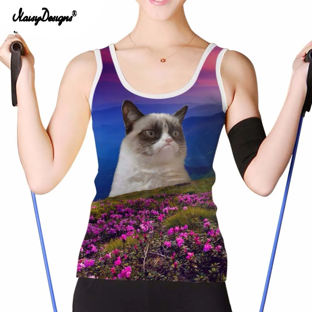 NoisyDesigs милые 3D Cat Для женщин топы изображениями животных женские укороченные Feminino