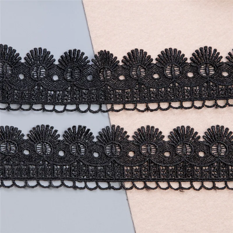 Новинка 2 ярда вышитая черная фотоаппликация кружевные планки лента сделай сам