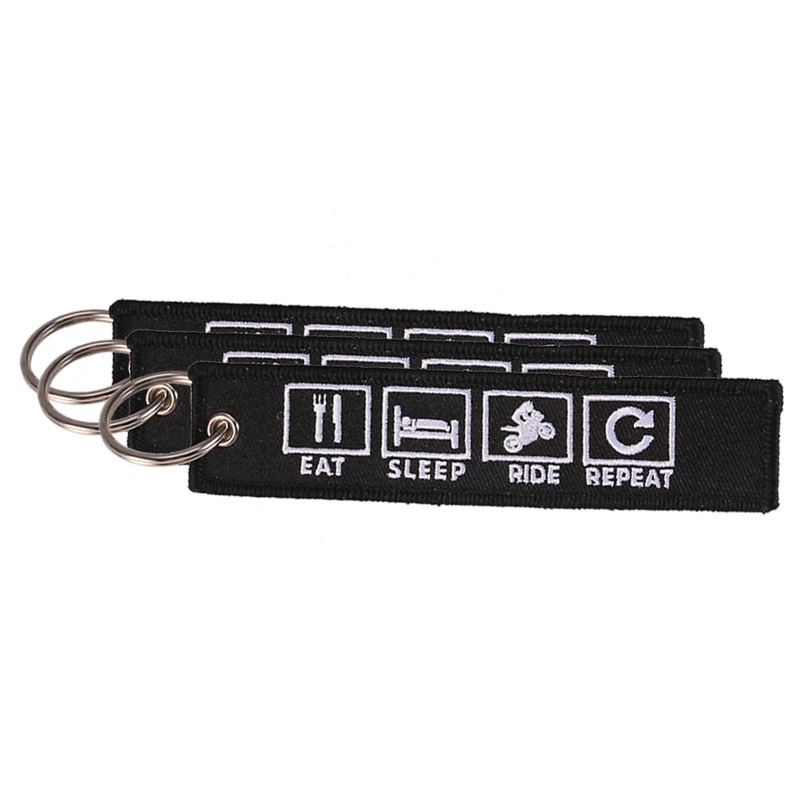 3 шт./лот Новинка Eat Sleep Repeat Porte Clef брелок с вышивкой Bijoux брелок для мотоциклов n ключи для автомобиля цепь для мужчин