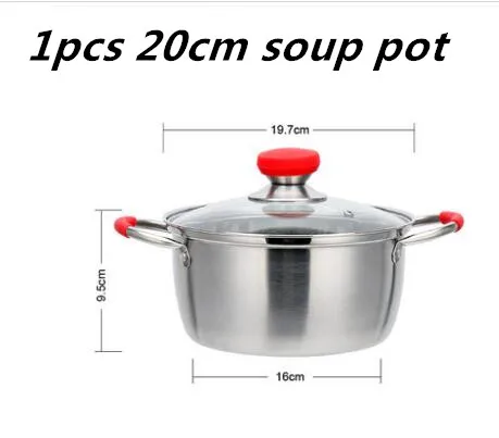 20cm soup pot Новая коллекция Нержавеющая сталь один/два Слои Пособия по кулинарии горшок посуда для готовки термостойкая газовая, индукционная плита прочный суп горшки - Цвет: 20cm soup pot
