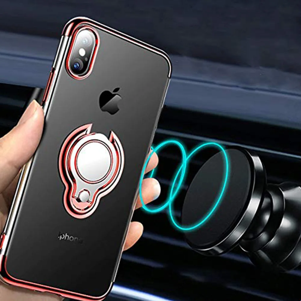NYFundas 360 Degree Rotation case for iphone 8 7 6 6s plus X ring Holder stand Plating magnetic cover XS MAX XR |