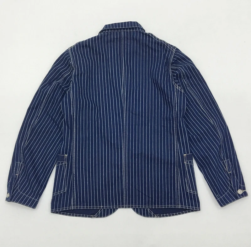 BOB DONG репликация Wabash Индиго железнодорожная Рабочая куртка 12,5 oz винтажная мужская куртка в полоску верхняя одежда Весенняя Рабочая куртка 44