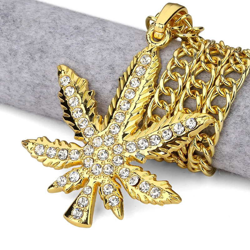 Высококачественные травы кусок листа хип-хоп Ожерелья для мужчин мужские Для