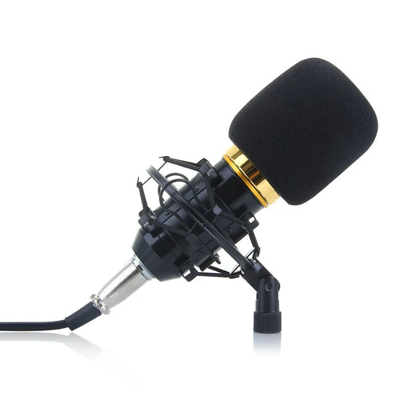 Профессиональный конденсаторный микрофон KTV BM-800 Cardioid Pro Audio Studio Vocal recording Mic KTV Караоке+ металлический амортизатор - Цвет: Черный