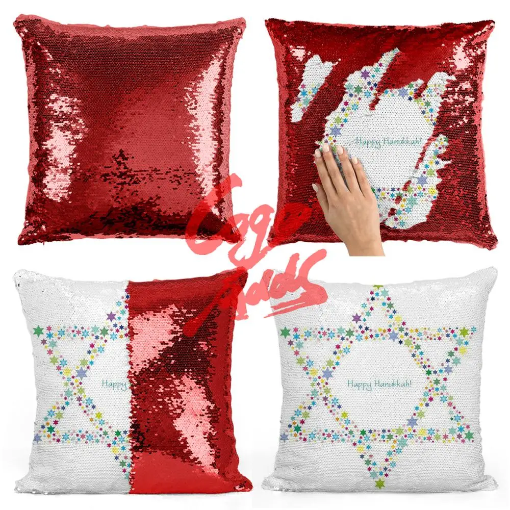 Hanukkah Sequin Mermaid Throw Подушка двухцветная блестящая Волшебная цветная подушка для дивана домашняя Новогодняя декоративная Cojines подушка
