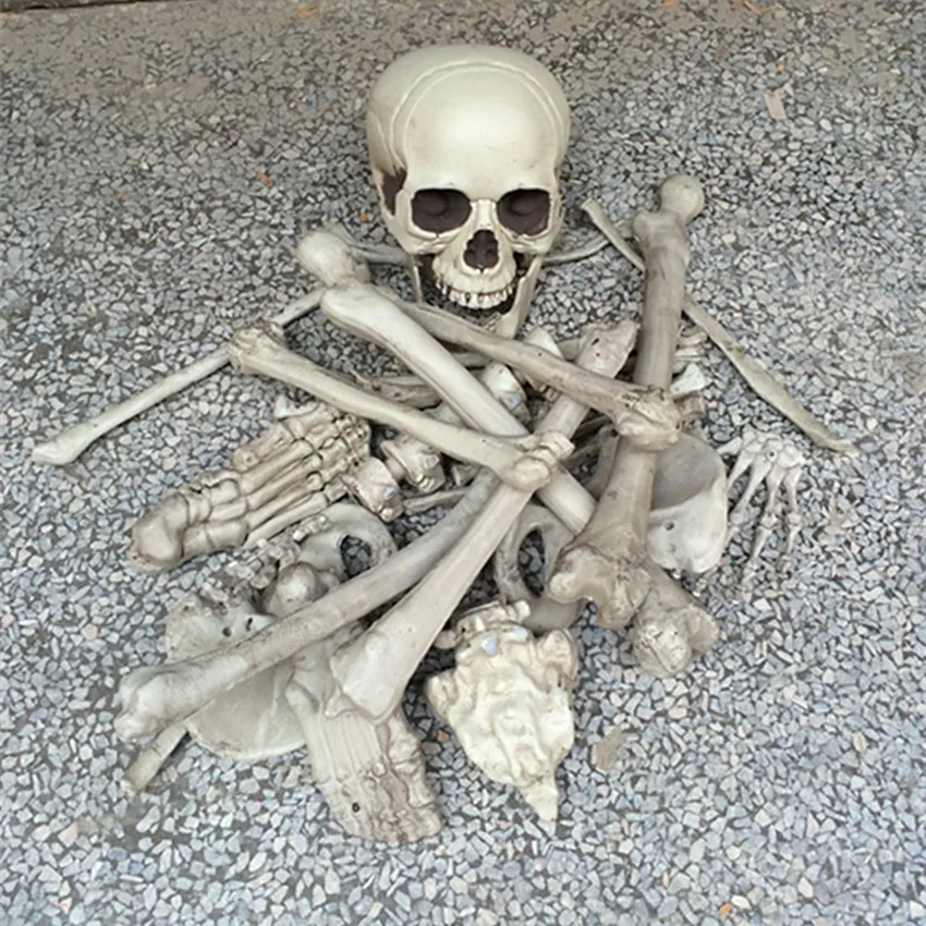 

28PCS Simulation Human Bones 1 Bag of Bones Halloween Skeleton Horror toys Haunted House Escape Horror props Decorations