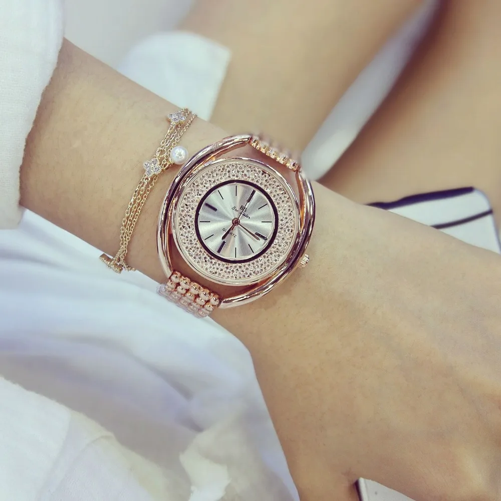 Женские кварцевые часы со стразами повседневные золотистые наручные 2017|watch at|watch