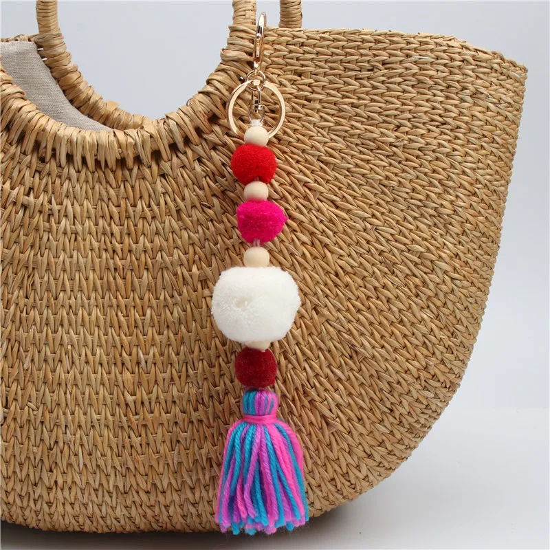 

1 шт. большой помпон Брелки Подвески-сумочки для лета красочный брелок с кисточкой Boho ювелирные изделия для женщин