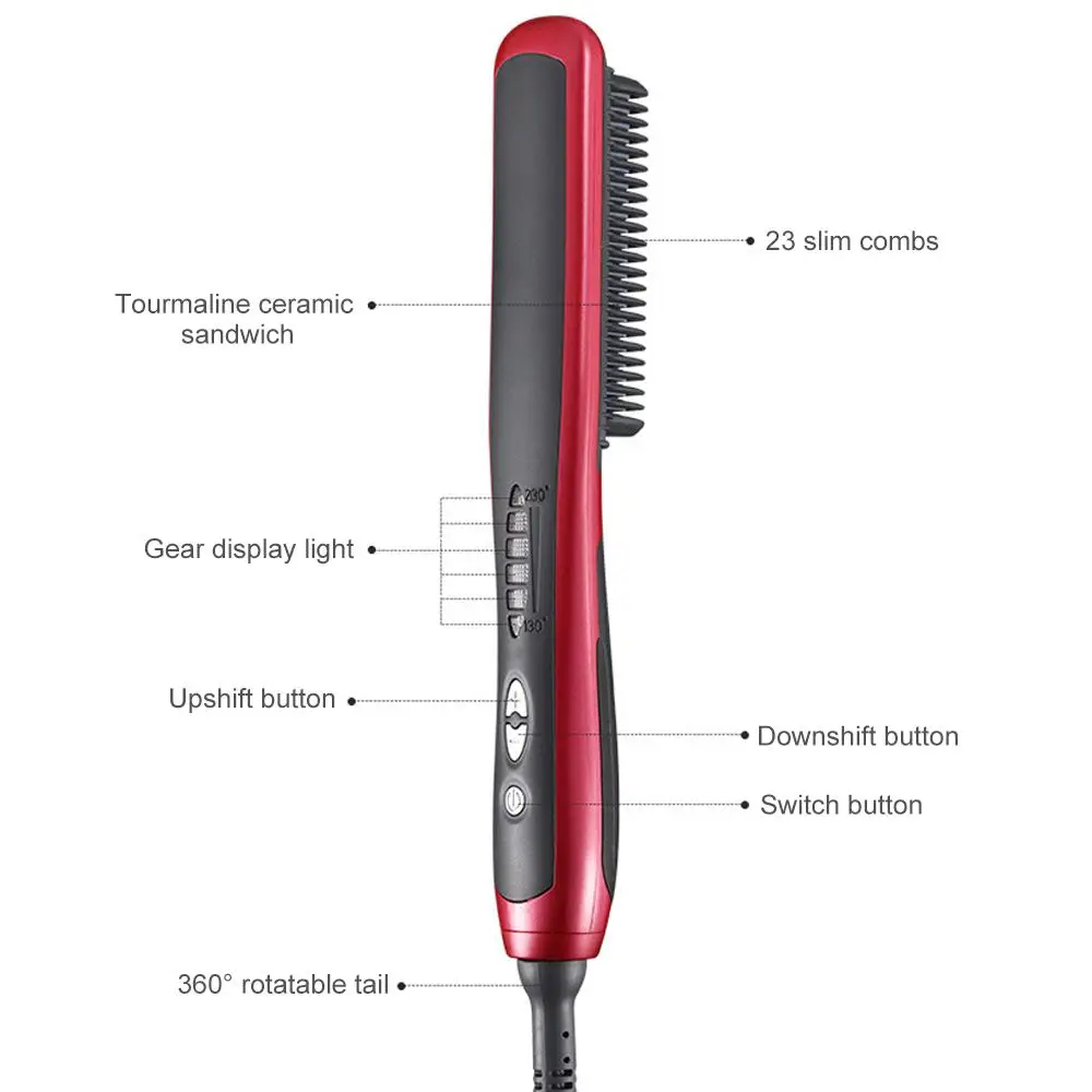 Professional Beard Hair Straightener Hairdressing Comb Straightening Brush Multifunctional Curler Man Electric Tool | Красота и