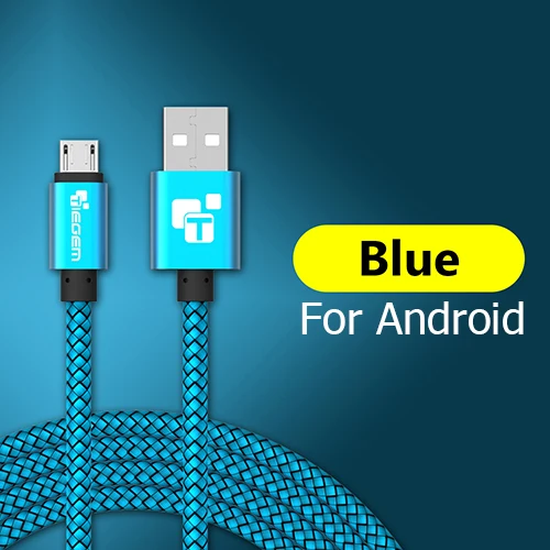 Синий TIEGEM кабель Micro USB 2A быстрое зарядное устройство USB кабель для передачи данных кабель для зарядки мобильного телефона для samsung Xiaomi huawei кабель для планшета Android - Цвет: Синий