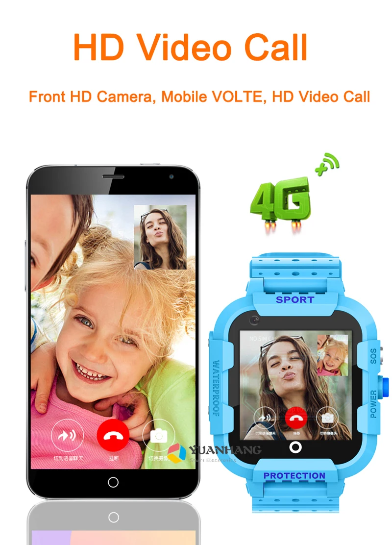 IPX7 водонепроницаемый смарт 4G Удаленная камера gps Wi-Fi ребенок Студент Smartwatch SOS видео вызов монитор трекер местоположение телефон часы